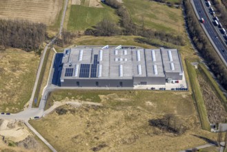Aerial view, industrial estate An den Drei Eichen, AOS Stahl GmbH, Grundschöttel, Wetter, Ruhr