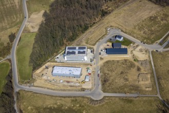 Aerial view, industrial estate An den Drei Eichen, Koro RIW company premises, Grundschöttel,