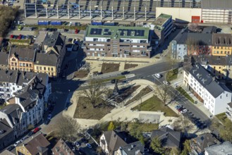 Aerial view, Karl-Marx-Platz redesign, Germania Denkmal design by architect Heinrich Klutmann, new