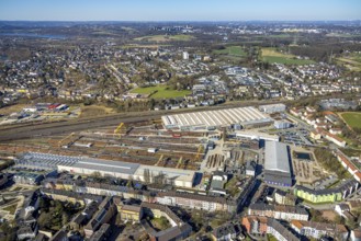 Aerial view, DB Netz Bundesbahnbetriebswerk Werk Oberbaustoffe Witten Weichenwerk Witten, view to