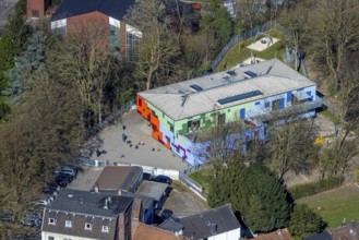 Aerial view, Kindergarten Kita Zum Ledderken, Sonnenschein, Witten, Ruhr area, North