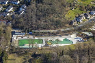 Aerial view, outdoor swimming pool Annen, swimming pool and swimming pool, Annen, Witten, Ruhr
