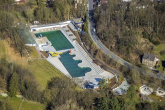 Aerial view, outdoor swimming pool Annen, swimming pool, swimming pool and water slide, Annen,