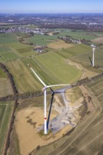 Aerial view, wind farm and wind turbine construction in Salinger Feld, Vöckenberg and Baroper