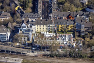 Aerial view, construction site with new residential building of the housing co-operative