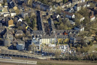 Aerial view, construction site with new residential building of the housing co-operative