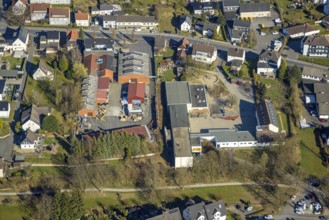 Aerial view, Melanchthonschule primary school with schoolyard, Wickede/Ruhr, North