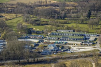 Aerial view, commercial area Westerhaar, garage spaces Am Golfplatz, at the federal road B63,