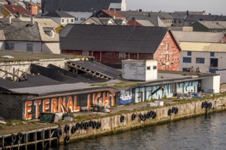 Street Art Eternal Light Eternal Night, harbour Vardø, Finnmark, Norway, Scandinavia, Europe,
