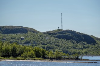 Forest area with radio mast, Kirkenes, Finnmark, Norway, Scandinavia, Europe, adventure travel,