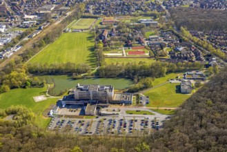Aerial view, Hospital St. Christophorus Werne with car park, Am See, behind the grammar school St.