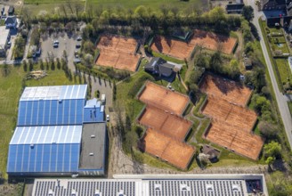 Aerial view, tennis courts TC Blau-Weiss-Werne and Sport Alm Tennishalle Werne, Werne, Ruhr area,