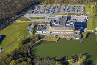 Aerial view, Hospital St. Christophorus Werne with car park, Am See, Werne, Ruhr area, North