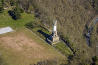 Aerial view, Harkort tower and sports field, viewing platform, Wetter, Ruhr area, North