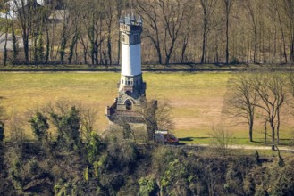 Aerial view, Harkort tower and sports field, viewing platform, Wetter, Ruhr area, North