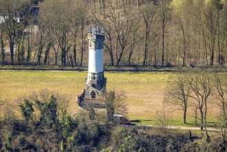 Aerial view, Harkort tower and sports field, viewing platform, Wetter, Ruhr area, North