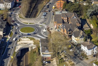 Aerial view, redesign of roundabout at Kaiserstrasse, Wetter, Ruhr area, North Rhine-Westphalia,