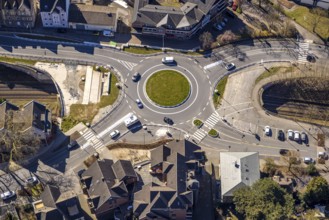 Aerial view, redesign of roundabout at Kaiserstrasse, Wetter, Ruhr area, North Rhine-Westphalia,