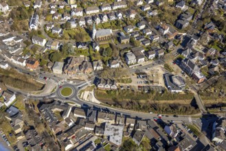 Aerial view, redesign of roundabout at Kaiserstrasse, Wetter, Ruhr area, North Rhine-Westphalia,