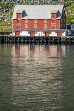 Foldalbruket kystkultursenter, museum, Norwegian house in red colours, jetty, Kjøllefjord,