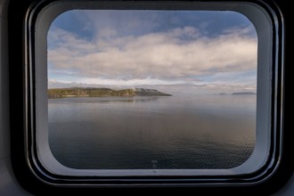 View from a ship's window, Måsøy, Finnmark, Norway, Scandinavia, Europe, adventure travel, tourism,