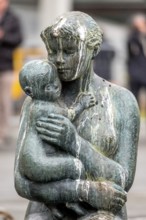 Statue mother and child, church square, Tromsø, Troms, Norway, Scandinavia, Europe, adventure trip,