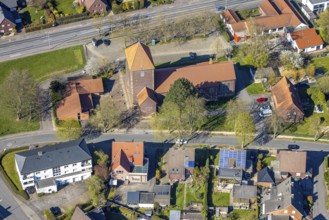 Aerial view, catholic church Maria Frieden, Werne, Ruhr area, North Rhine-Westphalia, Germany, DE,