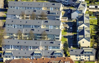 Aerial view, multi-family house, Taubenweg housing estate, Werne, Ruhr area, North