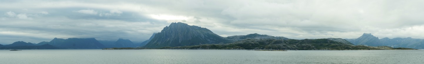 Panoramic photo, coast, Rødøy, Nordland, Norway, Scandinavia, Europe, adventure travel, tourism,