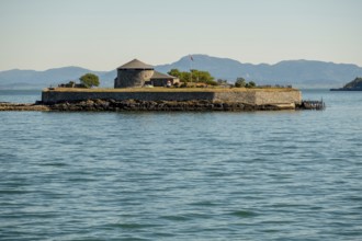 Battery Munkholmen, Munkholmen batteri, small island in the Trondheimsfjord, excursion destination,