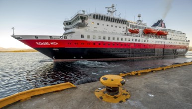 Ship MS Richard With, harbour Molde with bollard, Møre og Romsdal, Norway, Scandinavia, Europe,