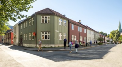 Wooden houses Schultz Gate in the centre, Trondheim, Trøndelag, Norway, Scandinavia, Europe,