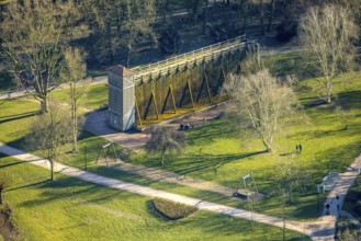 Aerial view, saltworks graduation works in the spa gardens, Werl, Soester Börde, North
