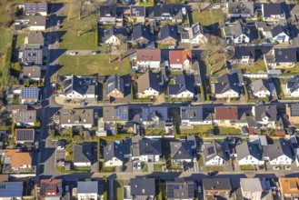 Aerial view, single-family houses residential area Melsterhag, Werl, Soester Börde, North