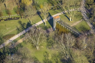 Aerial view, saltworks graduation works in the spa gardens, Werl, Soester Börde, North