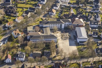 Aerial view, Städt. Mariengymnasium with schoolyard, Werl, Soester Börde, North Rhine-Westphalia,