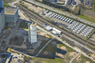 Aerial photo, RWE Generation SE Gersteinwerk power plant, stationary batteries for electricity