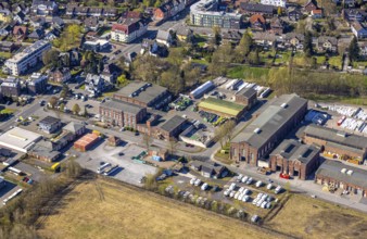 Aerial view, industrial area former Werne colliery shaft 1/2, brownfield site
