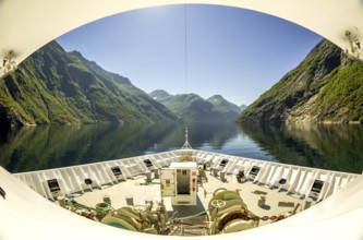 Panoramic view, bow, Eidsdal, Storfjord, Møre og Romsdal, Norway, Scandinavia, Europe, adventure