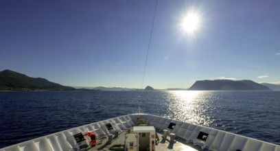 Ship bow, backlight, Godøya, Møre og Romsdal, Norway, Scandinavia, Europe, adventure travel,