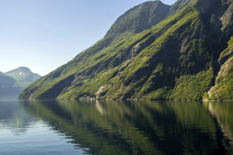 Green mountainside, Storfjord, Eidsdal, Møre og Romsdal, Norway, Scandinavia, Europe, adventure