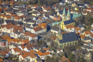Aerial view, Old Town with St. Walburga Probsteikirche, Old pilgrimage church and pilgrimage