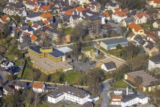 Aerial view, Ursulinengymnasium Werl and castle ruins of the former electoral town castle, Werl,