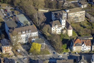 Aerial view, town hall city administration and former convict Werl, Werl, Soester Börde, North