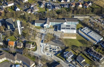 Aerial view, construction site with extension and remodelling of the Walburgisschule, evang.
