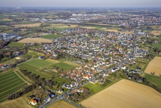 Aerial view, residential area local view with catholic church St. Kunibert, Westbüderich, Werl,