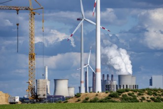 Construction site for the expansion of the wind farm east of Jackerath, in the Rhenish lignite