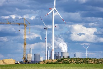 Construction site for the expansion of the wind farm east of Jackerath, in the Rhenish lignite