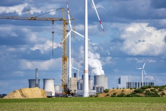 Construction site for the expansion of the wind farm east of Jackerath, in the Rhenish lignite