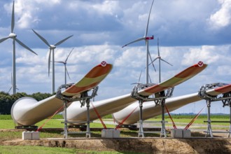 Construction site for the expansion of the Lövenich wind farm, in the Rhenish lignite mining area,